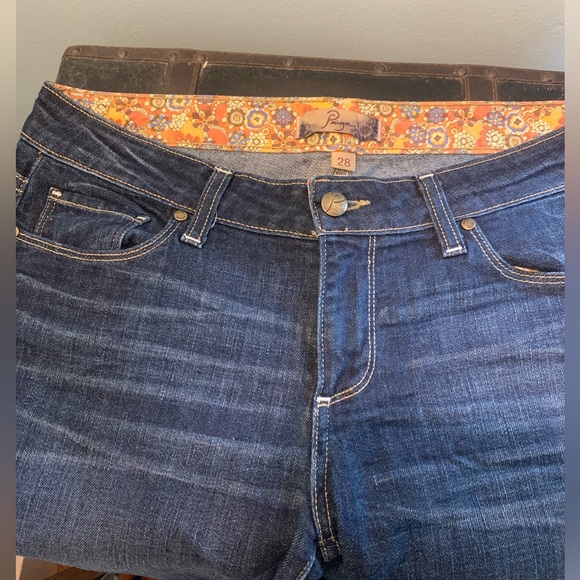 Jeans Paige Skyline Straight Taille 24 - Blue Dark Wash, Occasion Très Bon état